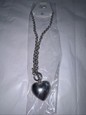 Silver Heart Pendant Necklace - Shiny Silver Chain